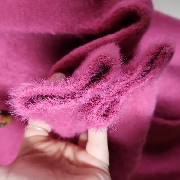 Love Crazy Fuzzy Pink 3 Button Cardigan Sweater Barbie Preppy Cozy Small - Picture 6 of 7